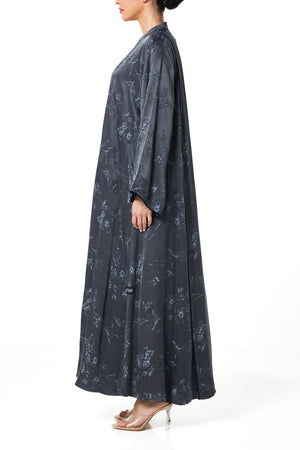 Grey Nebula Viscose Abaya, Textured Detail