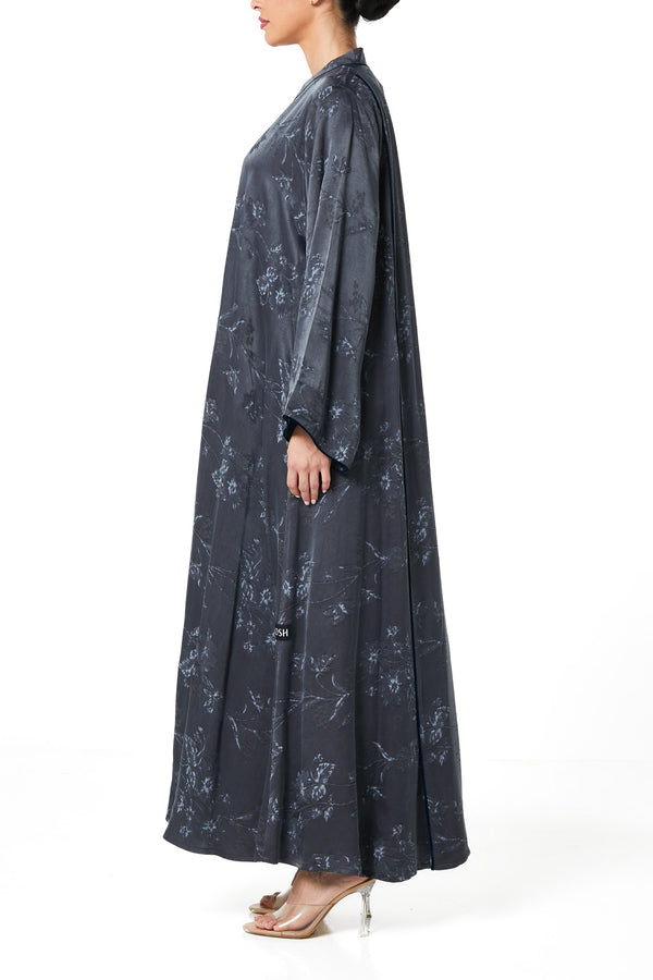 Grey Nebula Viscose Abaya, Textured Detail