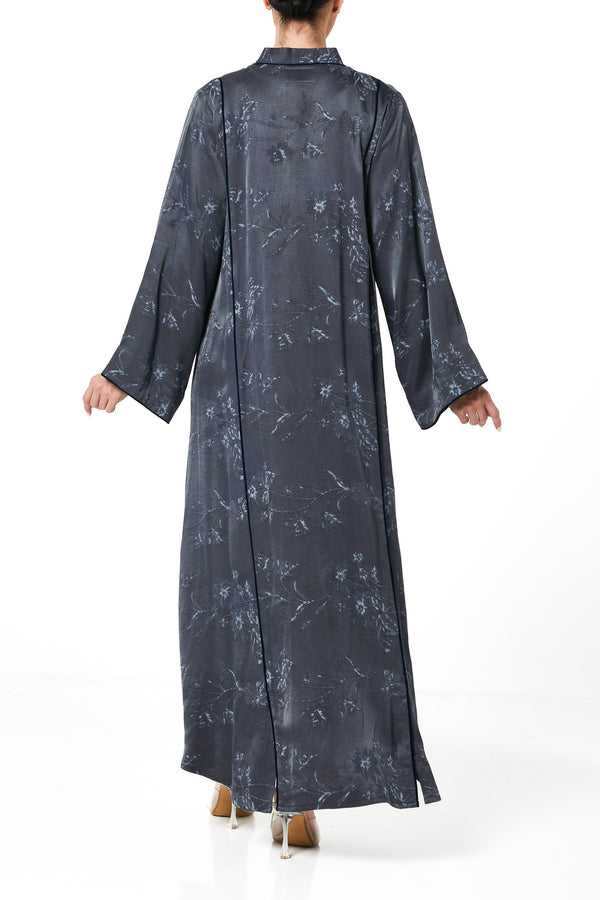 Grey Nebula Viscose Abaya, Textured Detail