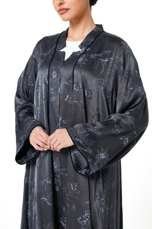 Grey Nebula Viscose Abaya, Textured Detail