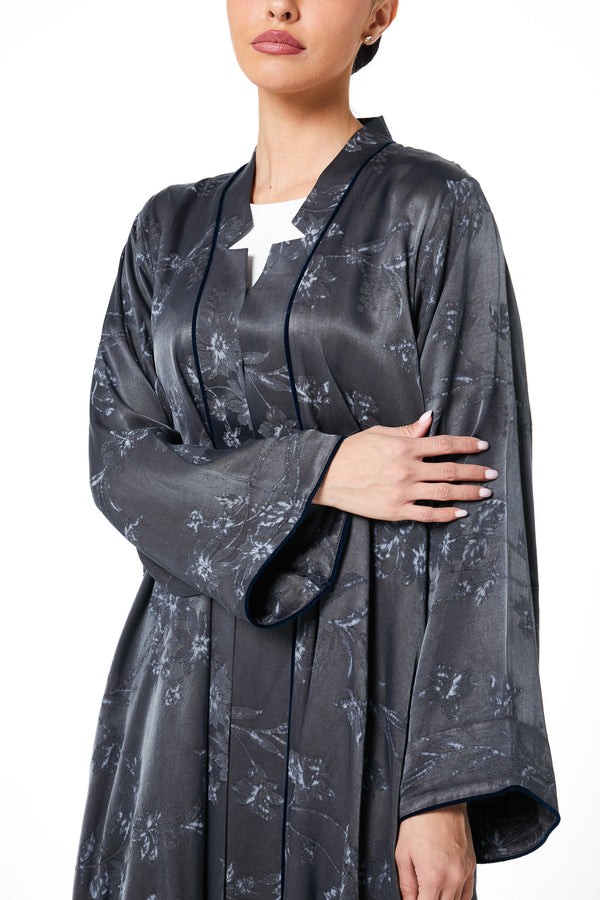 Grey Nebula Viscose Abaya, Textured Detail