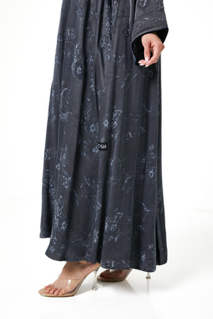 Grey Nebula Viscose Abaya, Textured Detail