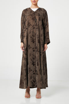 Brown peach cupro Abaya, trendy design