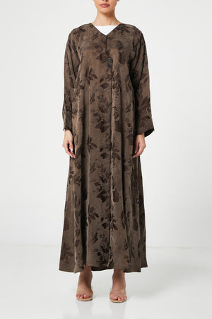 Brown peach cupro Abaya, trendy design