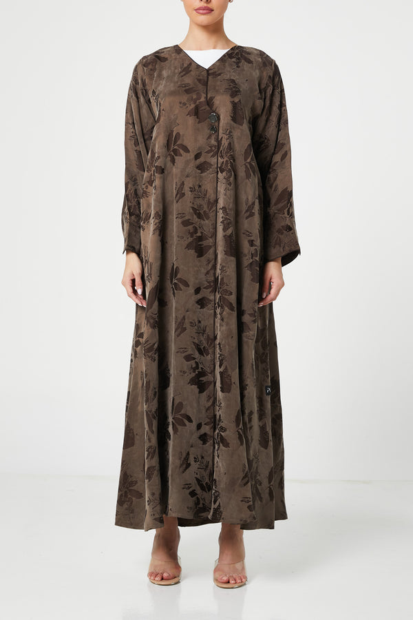 Brown peach cupro Abaya, trendy design