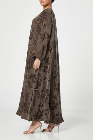 Brown peach cupro Abaya, trendy design