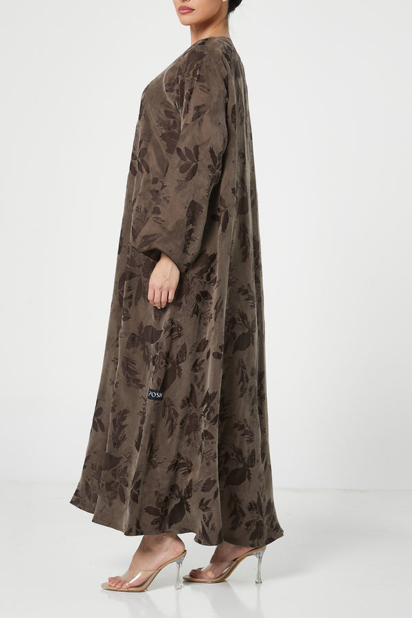 Brown peach cupro Abaya, trendy design