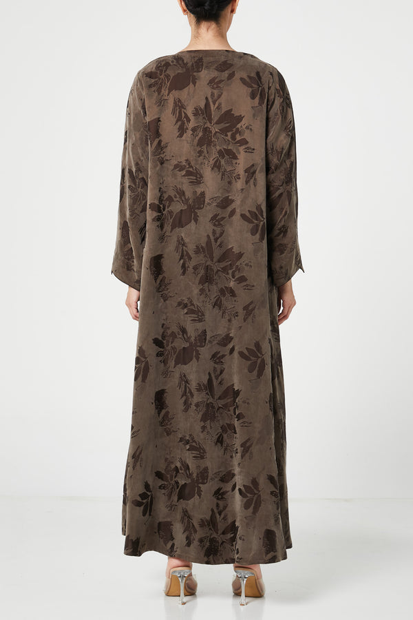 Brown peach cupro Abaya, trendy design