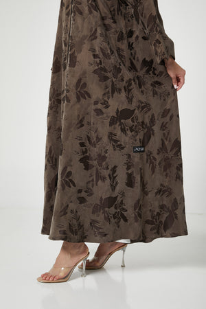 Brown peach cupro Abaya, trendy design