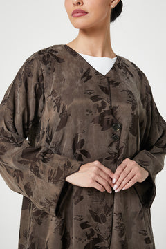 Brown Peach Cupro Abaya, Trendy Design