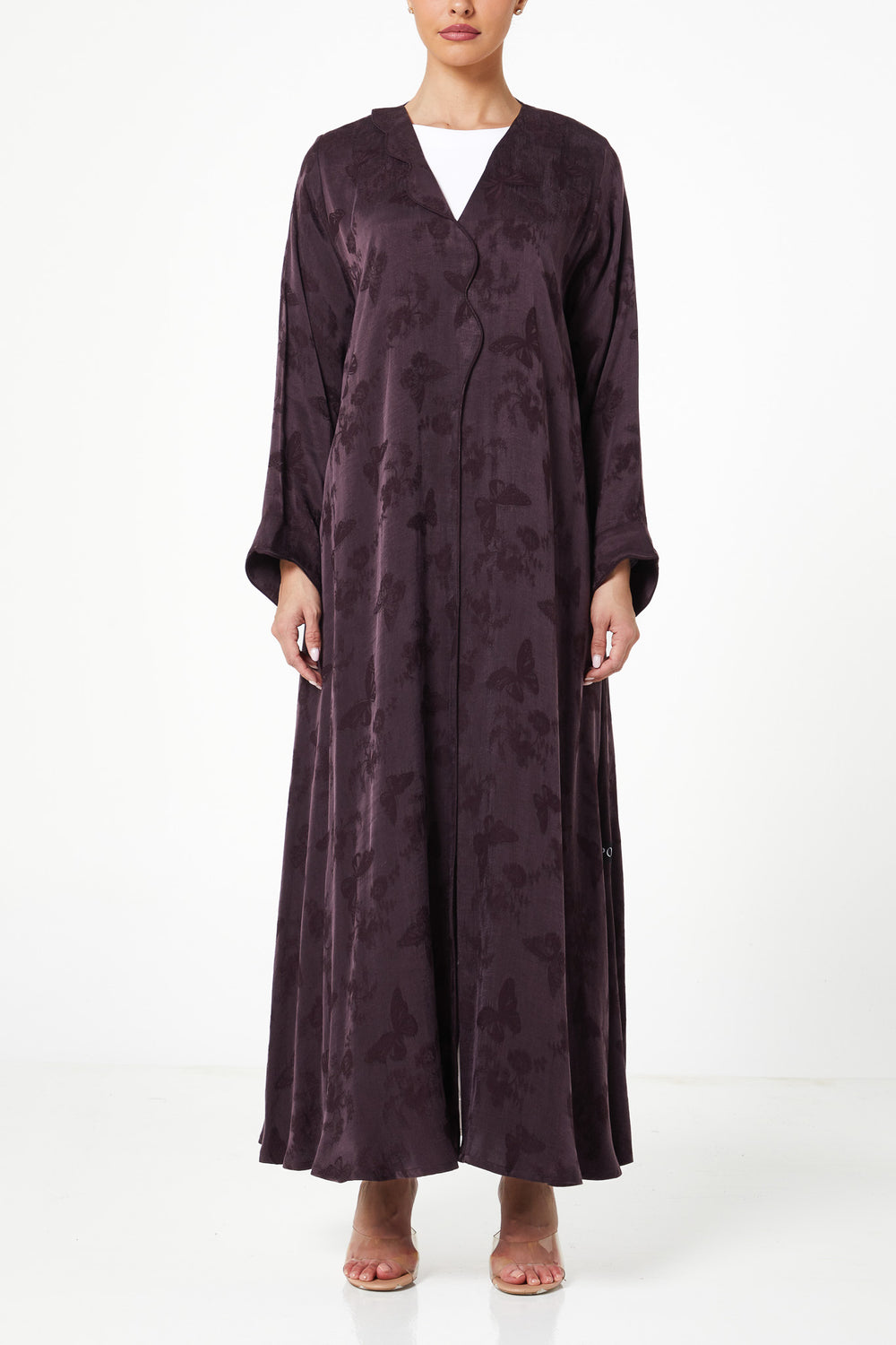 Purple Butterfly Cupro Abaya, Plain Design
