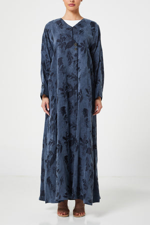 Blue peach cupro Abaya, trendy design