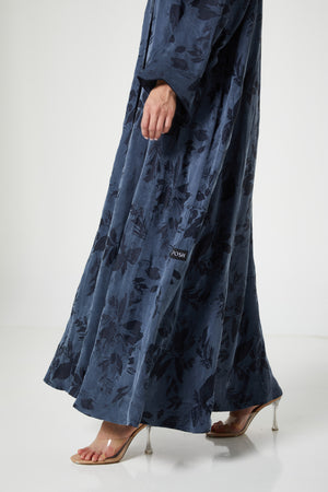 Blue peach cupro Abaya, trendy design