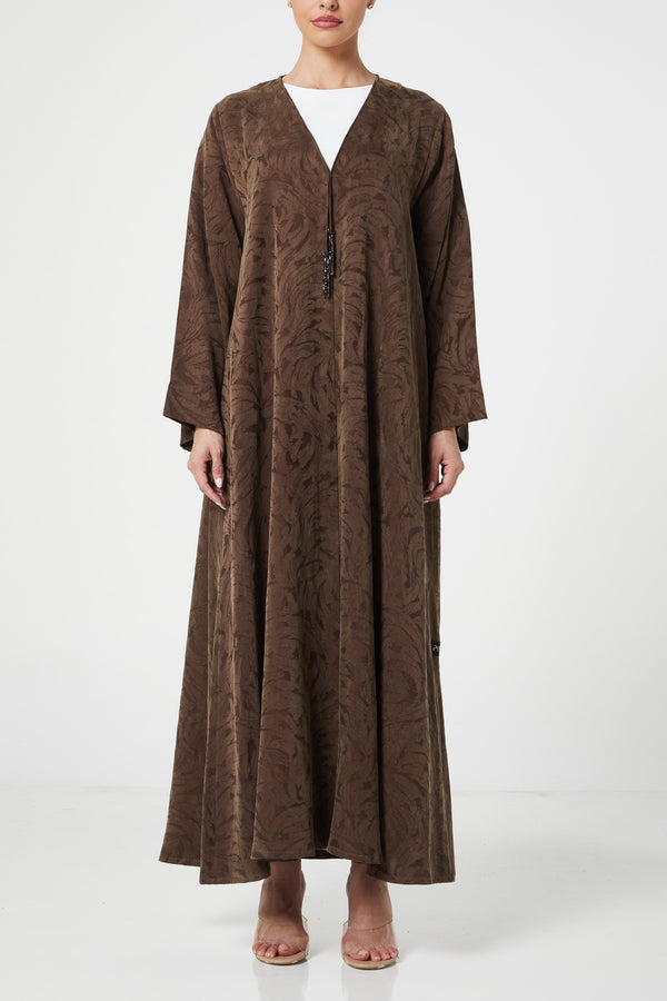 Brown Jovan Cupro Abaya, Trendy Design