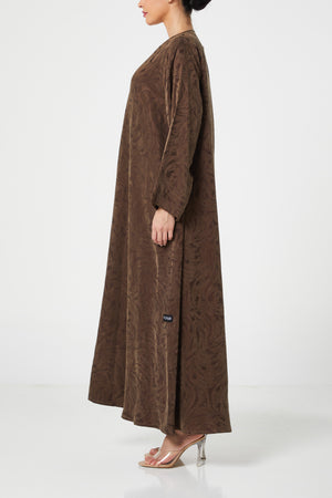 Brown Jovan Cupro Abaya, Trendy Design