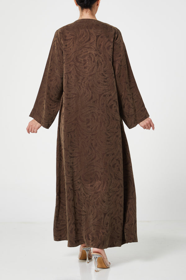 Brown Jovan Cupro Abaya, Trendy Design