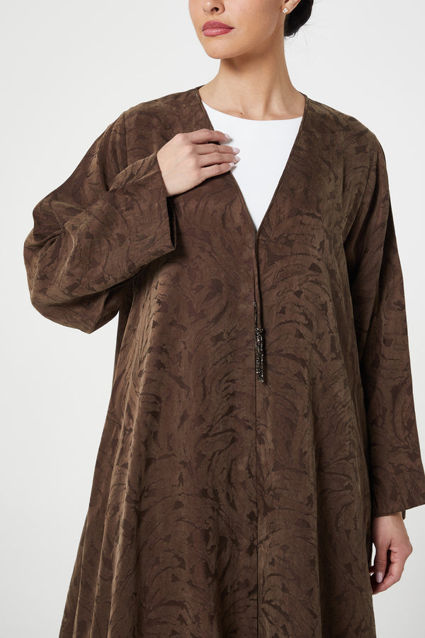 Brown Jovan Cupro Abaya, Trendy Design