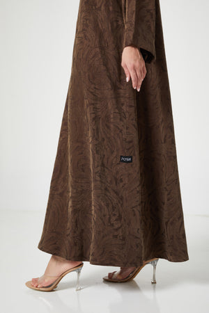 Brown Jovan Cupro Abaya, Trendy Design