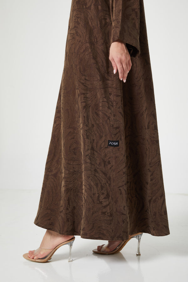Brown Jovan Cupro Abaya, Trendy Design