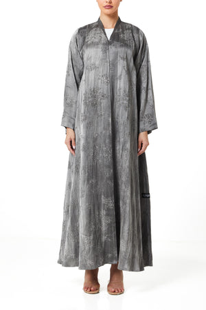 Grey Vega Jacquard Abaya, Textured Detail