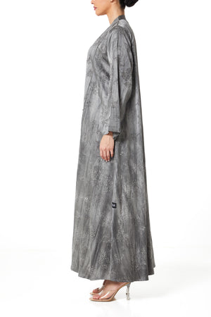 Grey Vega Jacquard Abaya, Textured Detail