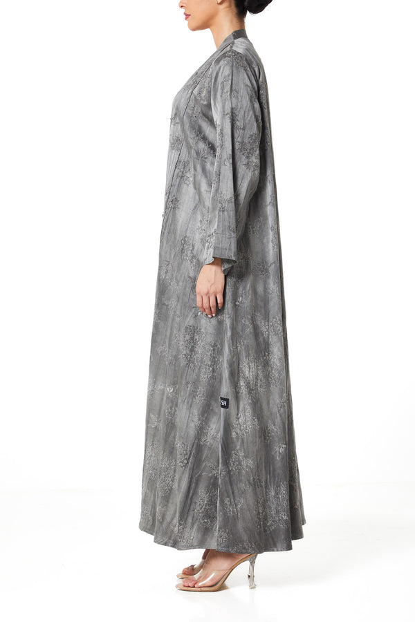 Grey Vega Jacquard Abaya, Textured Detail