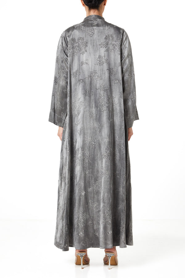 Grey Vega Jacquard Abaya, Textured Detail