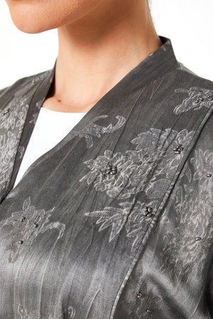 Grey Vega Jacquard Abaya, Textured Detail