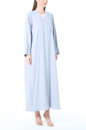 Blue Reem Nada Abaya with Clean Minimal Finish and Klosh Silhouette