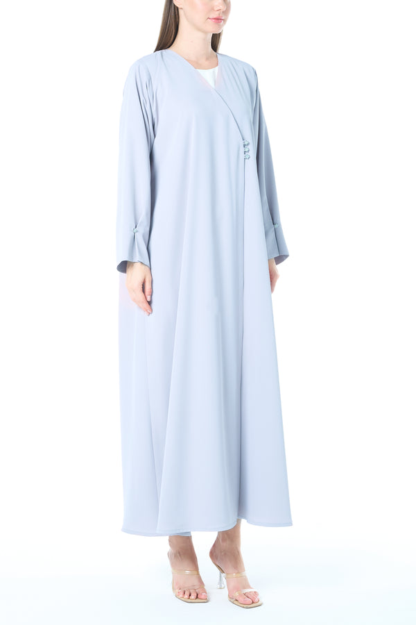 Blue Reem Nada Abaya with Clean Minimal Finish and Klosh Silhouette