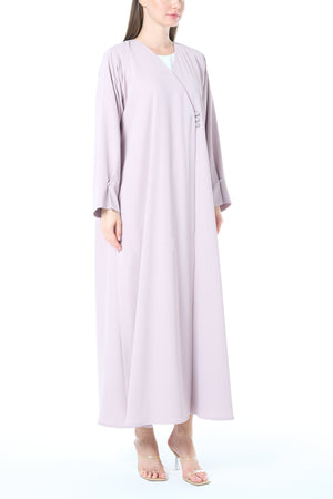Pink Cool Crepe Abaya with Clean Minimal Finish and Klosh Silhouette