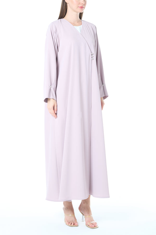 Pink Cool Crepe Abaya with Clean Minimal Finish and Klosh Silhouette