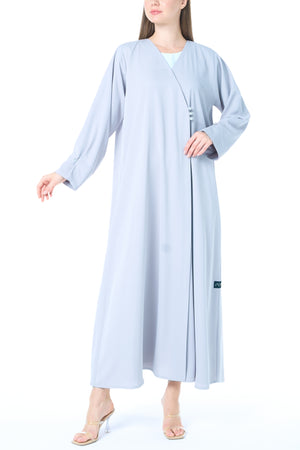 Blue Reem Nada Abaya with Clean Minimal Finish and Klosh Silhouette