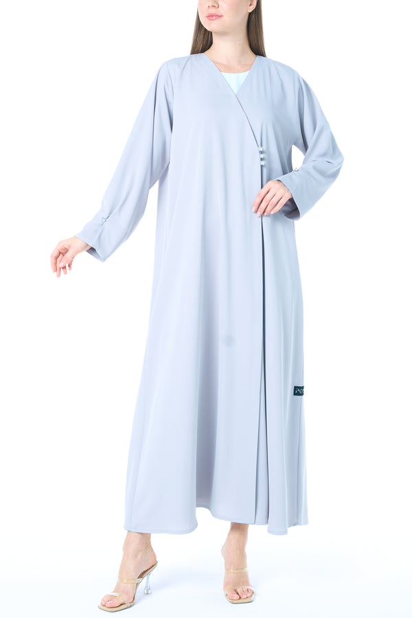 Blue Reem Nada Abaya with Clean Minimal Finish and Klosh Silhouette