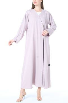 Pink Cool Crepe Abaya with Clean Minimal Finish and Klosh Silhouette