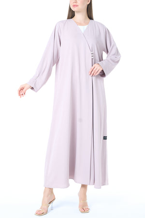 Pink Cool Crepe Abaya with Clean Minimal Finish and Klosh Silhouette