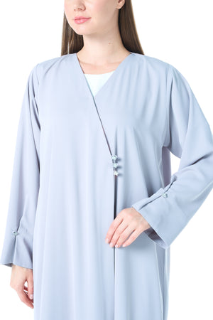 Blue Reem Nada Abaya with Clean Minimal Finish and Klosh Silhouette