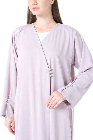 Pink Cool Crepe Abaya with Clean Minimal Finish and Klosh Silhouette