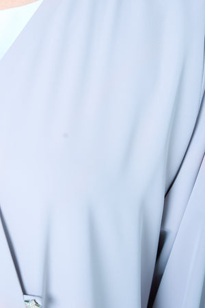 Blue Reem Nada Abaya with Clean Minimal Finish and Klosh Silhouette