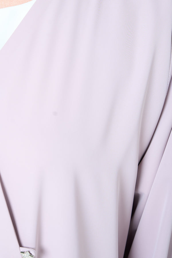 Pink Cool Crepe Abaya with Clean Minimal Finish and Klosh Silhouette