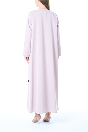 Pink Cool Crepe Abaya with Clean Minimal Finish and Klosh Silhouette