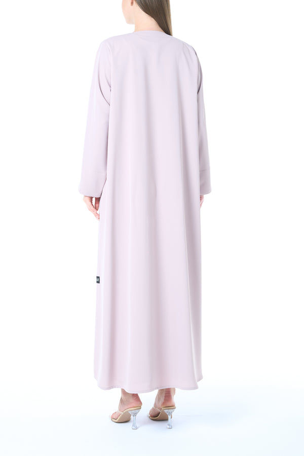 Pink Cool Crepe Abaya with Clean Minimal Finish and Klosh Silhouette