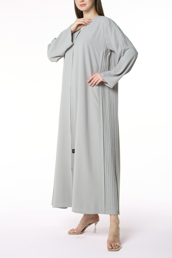 Beige Cool Crepe Abaya with Tailored Sleeve Detailing
