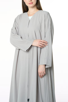 Beige Cool Crepe Abaya with Tailored Sleeve Detailing