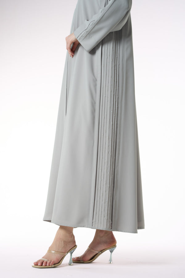 Beige Cool Crepe Abaya with Tailored Sleeve Detailing