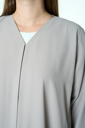 Beige Cool Crepe Abaya with Tailored Sleeve Detailing