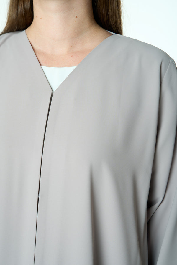 Beige Cool Crepe Abaya with Tailored Sleeve Detailing