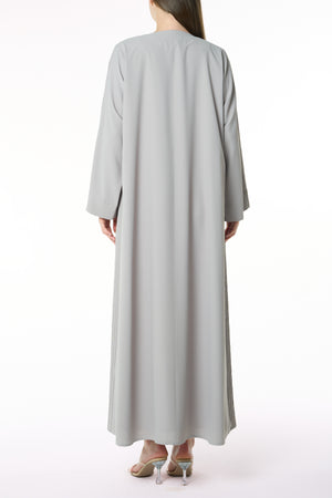 Beige Cool Crepe Abaya with Tailored Sleeve Detailing