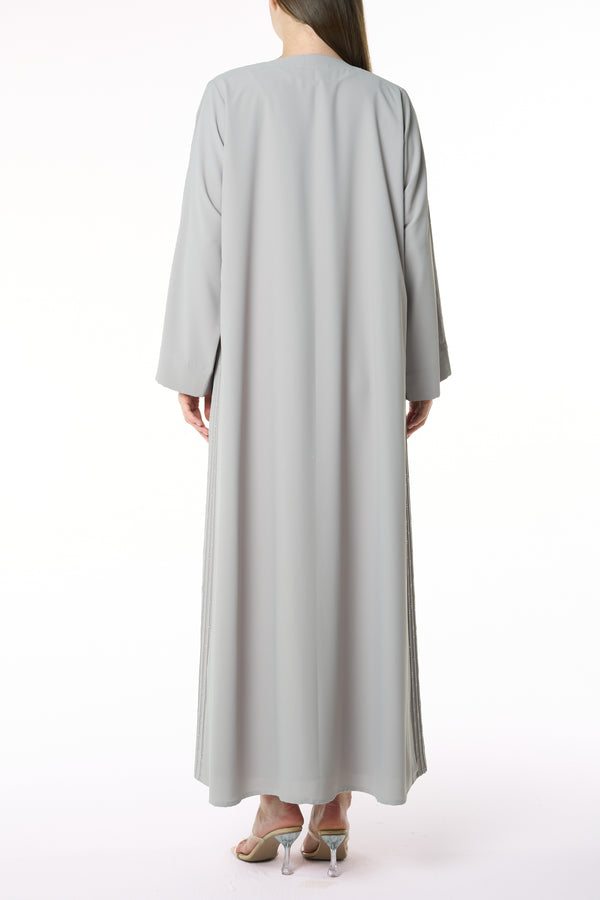 Beige Cool Crepe Abaya with Tailored Sleeve Detailing
