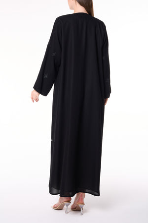 Black Shafa Crepe Abaya with Embroidered Tatreez Detail